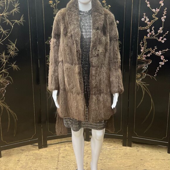 Gorgeous Vintage 1984 Dittrich Furs Vintage 3/4 Length Muskrat Fur Belted Coat